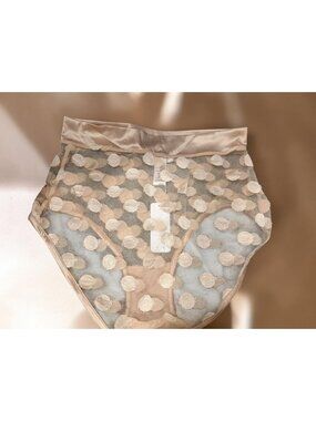 ERES AUTOMNE SATIN TRIMMED POLKA DOT LACE BRIEFS  BISCUIT UNDERWEAR SIZE 40/US 8